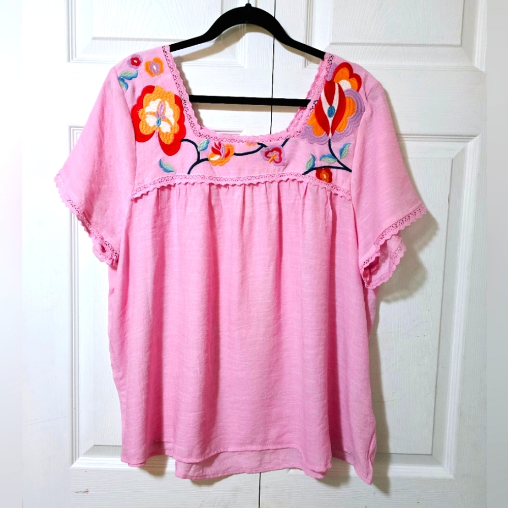Pink Embroidered Women’s Tunic Top